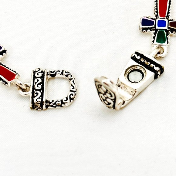 Enameled Cross Bracelet w/Foldover Clasp - Picture 3 of 6
